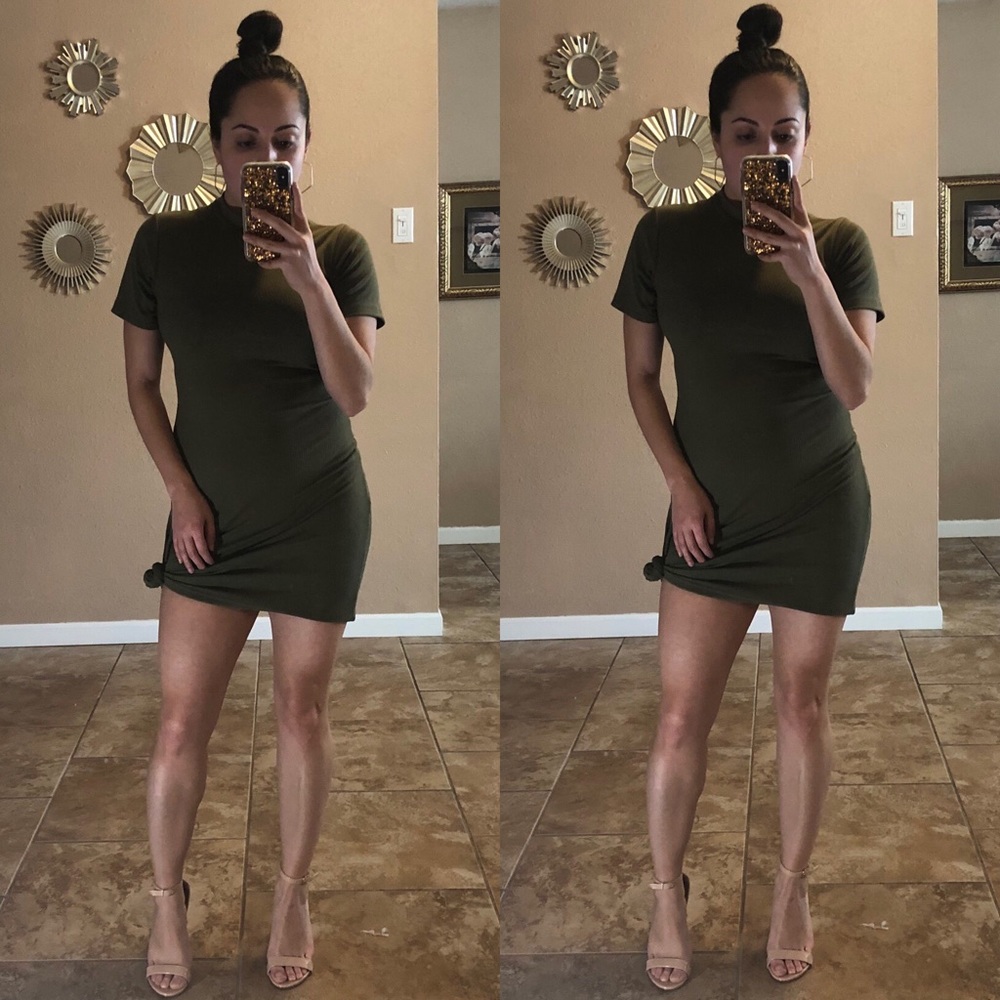 Olive Green Short Sleeve Dress